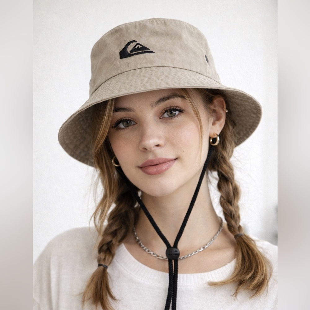 Quiksilver Tan Bucket Hat Wide Brim Surf Outdoor Hiking Sun Hat L/XL